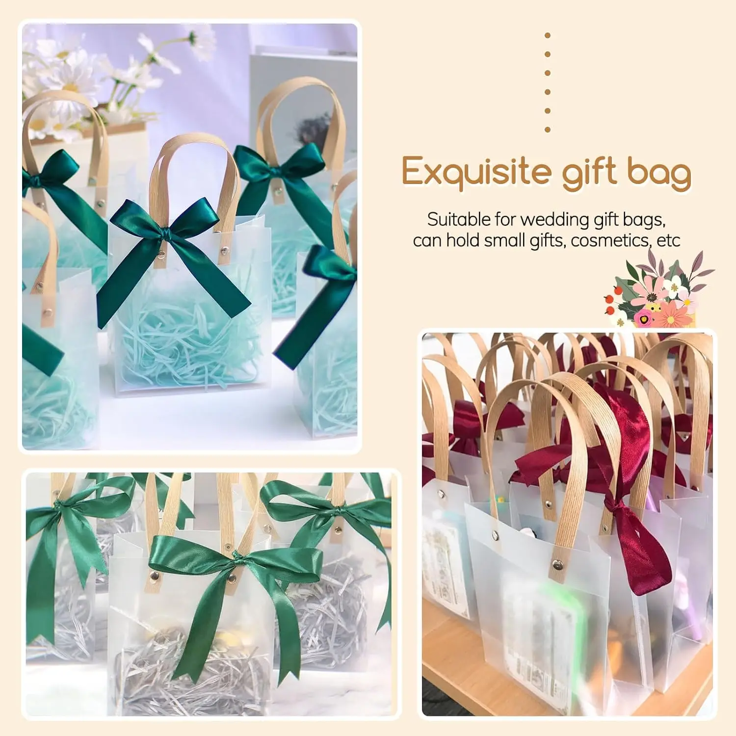 20PCS Holiday gift bag Eco-friendly Companion Gift Candy Bagholiday gift Birthday gift bag, anniversaries，Frosted Tote Bag