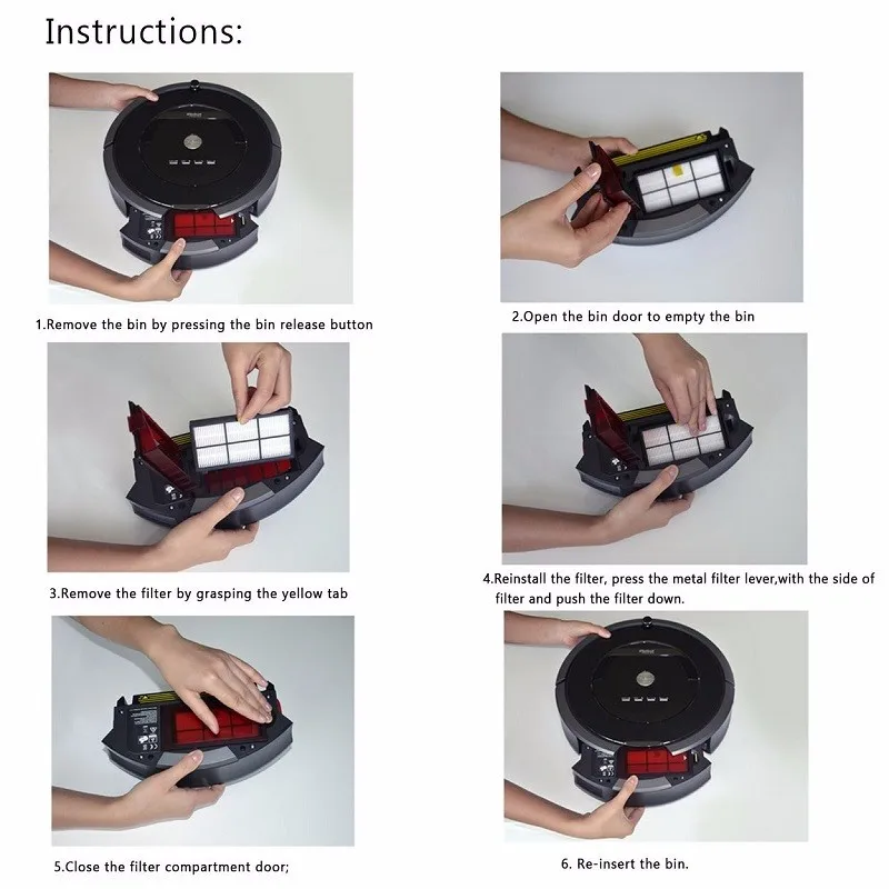 10ชิ้นอุปกรณ์เสริมตัวกรอง HEPA สำหรับ iRobot Roomba 800 900ชุด870อะไหล่ทดแทนหุ่นยนต์ดูด980 880