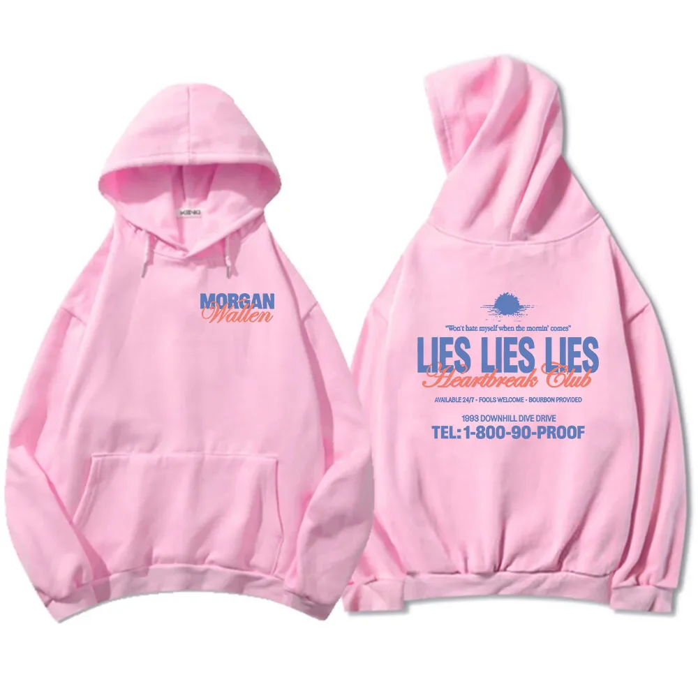 Sweats à capuche graphiques à manches longues pour hommes et femmes, pulls masculins, streetwear, Hip Hop, PVD pour l'hiver et l'automne, LIES LIES Morgan-Wallen