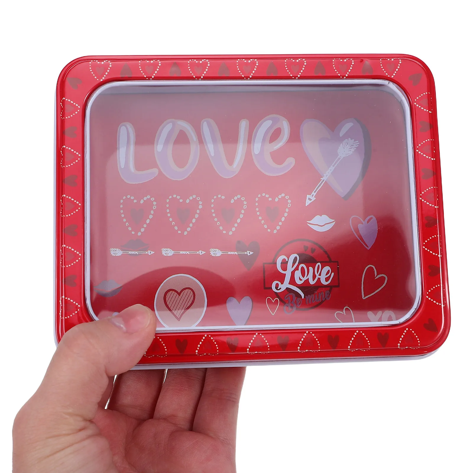 

Valentine Day Cookie Tin Box Lid Tinplate Sweet Biscuit Container Metal Storage for Festive Treats Party Gift