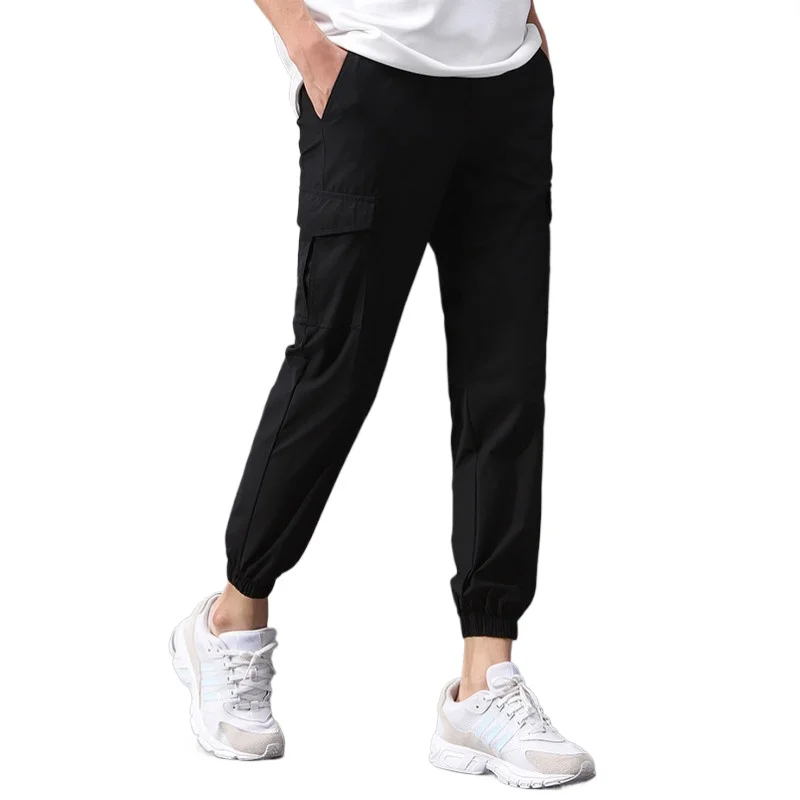 

Joggers Summer Fashion British Style Slim Solid Color Everything Comfortable Trend Party Stage Ice Silk Fabric Casual Pants
