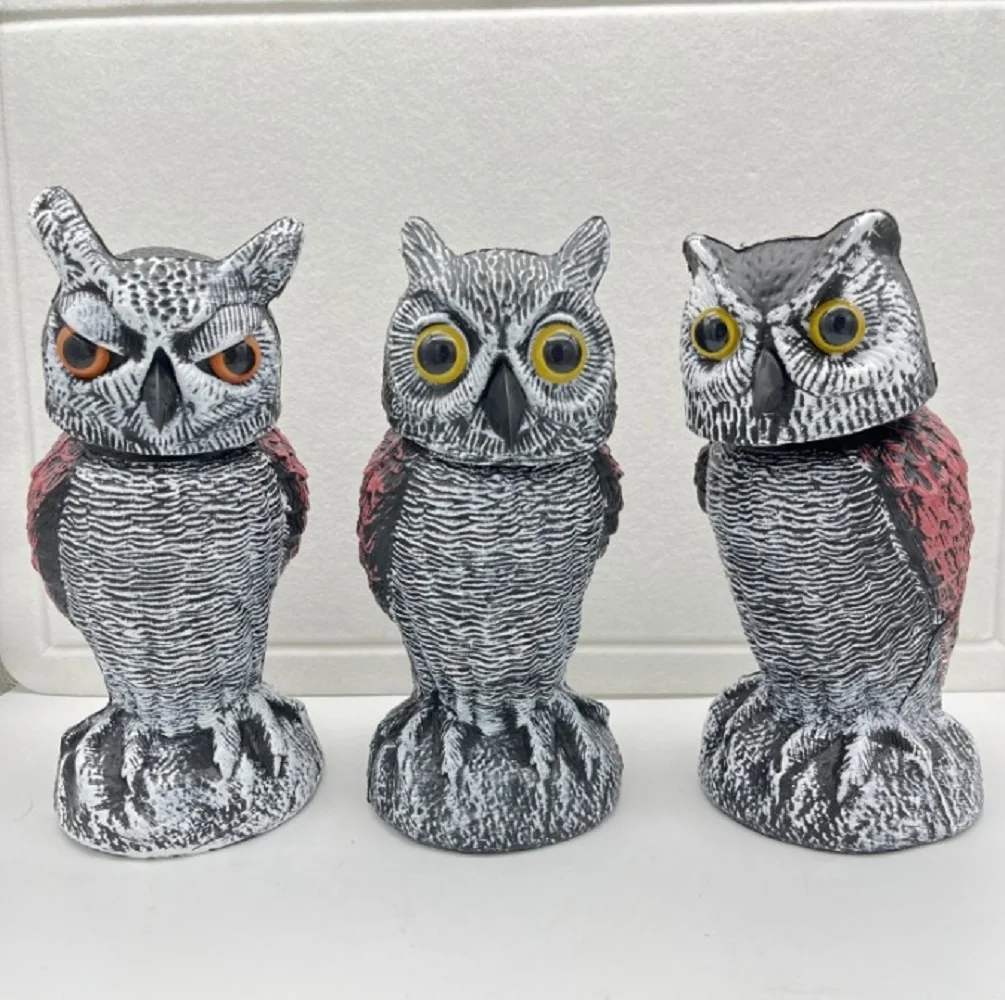 Realistic Owl Decoy Scare Birds Plastic Shake Head Owl Decoy Sculpture Scare Birds Away Fake Owl For Outdoor Garden Decoration