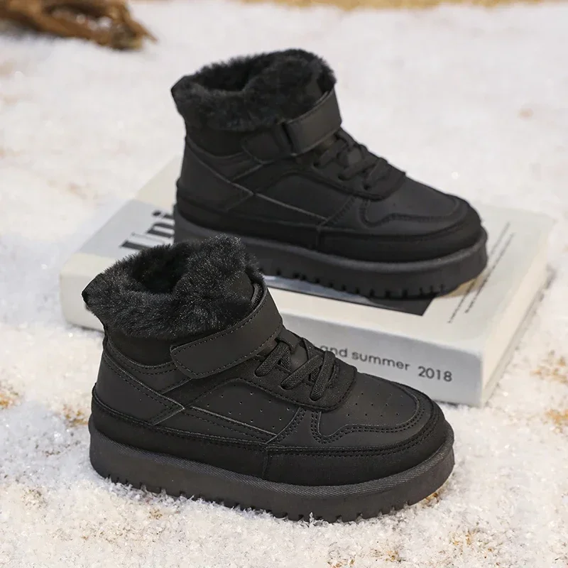 Stivali da neve per bambini Furry Warm Plush scarpe Casual ragazze ragazzi bambini stivali inverno Trendy All-match stivali di cotone per bambini resistenti all'usura