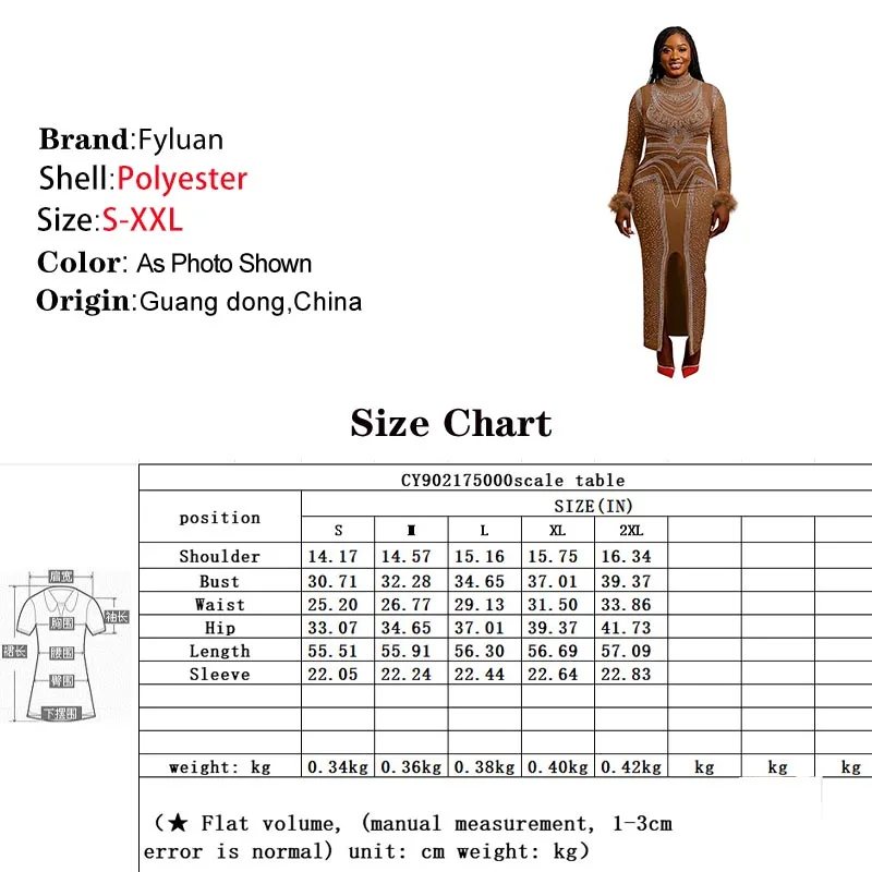 Long Sleeve Gown Women‘s Long Dress Round Neck Hot Diamond Bodycon Dress Hem Split Slim Maxi Dress Lady Elegant Evening Clothes