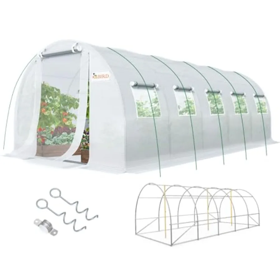 

Outdoor Large Walk-in Greenhouse with Upgraded Galvanized Metal Frame Mesh Door Screen Window Improved Zipper Tunnel Hoop for G
