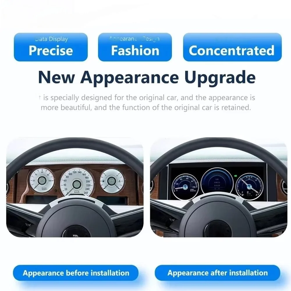 12.3'' Car LCD Digital Dashboard Cluster Virtual For Rolls-Royce Phantom 2004-2012 Speedometer Instrument Panel Display Unit
