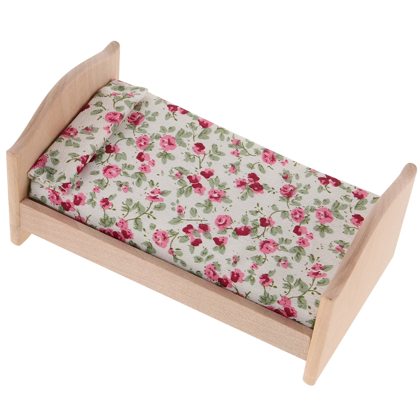 1 Set Mini Bed Furniture Adorable Miniature DIY Kids Toy Accessories wood mini bed mini ornament