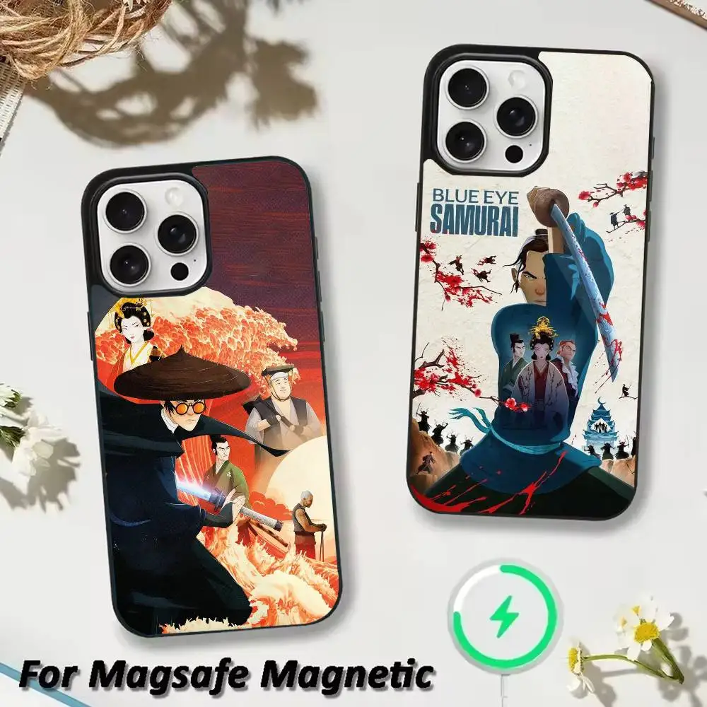

B-Blue Eye S-Samurai Phone Case For iPhone 17,16,15,14,13,12,Plus,Pro,Max for Magsafe Magnetic Wireless Charging
