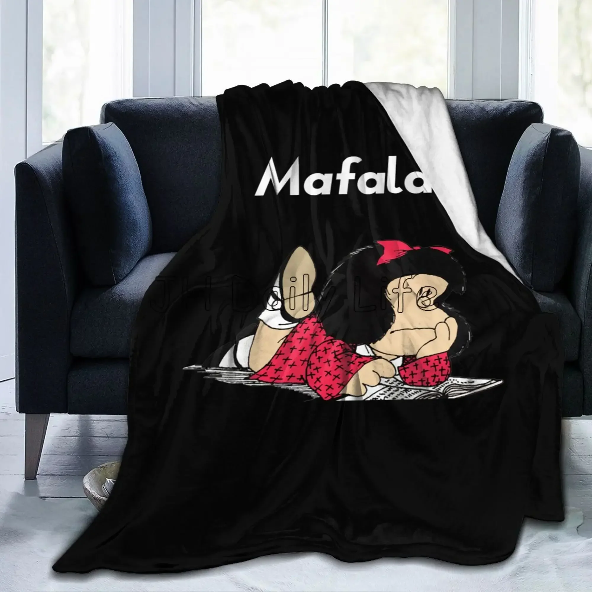 Cute Mafalda Blanket Soft Flannel Lightweight Throw Blanket for Kids Girls Boys Warm Cozy Blankets for Sofa Couch Bed Decorative