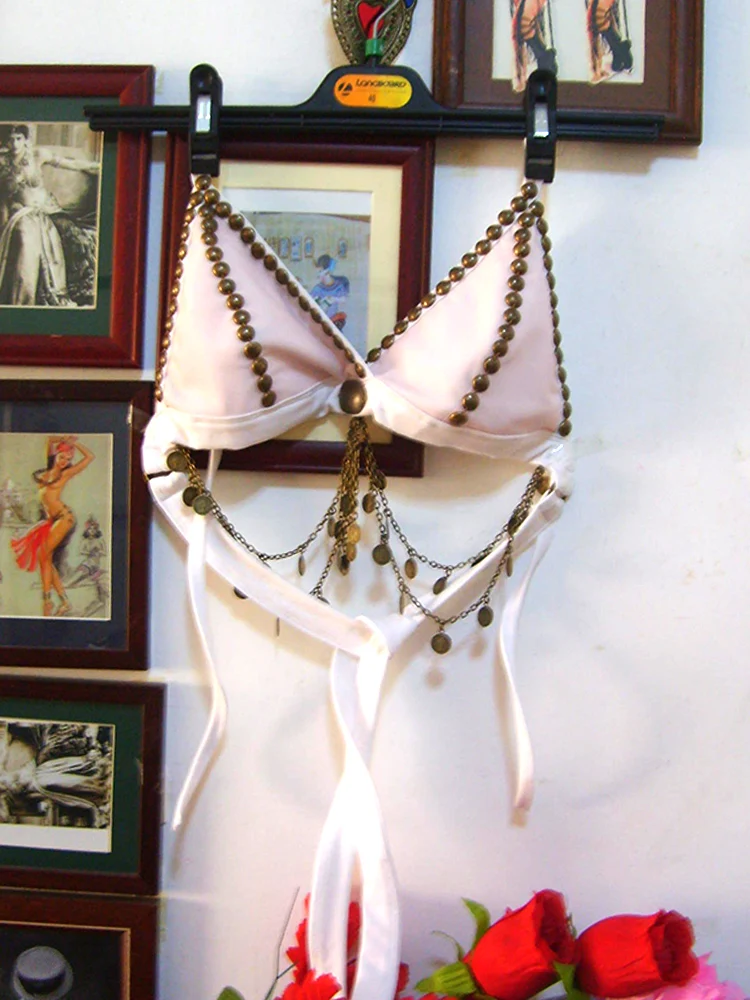 

7-летний бюстгальтер для танца живота в этническом стиле для маленьких девочек, винтажный цыганский бюстгальтер, бюстгальтер пуш-ап, топ B74