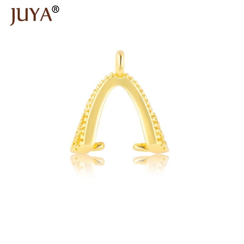 1Pair Crystal Agate Pendant Clasps Hand Made Clamp Pinch Clip Bail Bead Findings DIY Earrings Necklaces Jewelry Making Parts