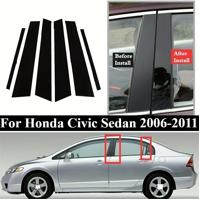 

Для Honda Civic 8-го поколения (седан FD) 2006-2011: Декоративные накладки на центральные стойки дверей (B, C, BC) для окон автомобиля