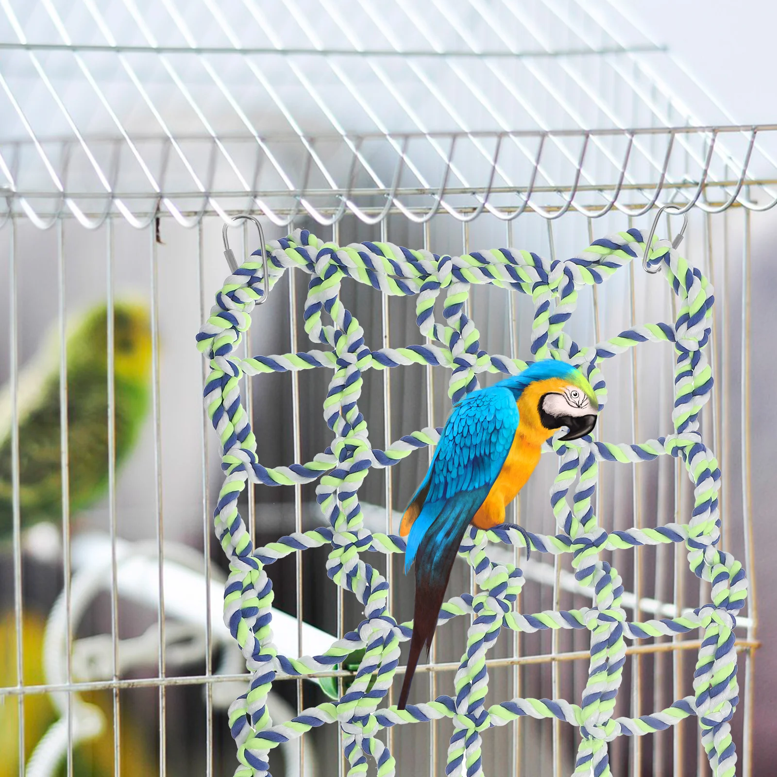 

Colorful Climbing Network Parrot s Hammock Bird Nest Cotton Rope Hamster Squirrel Woven Animal Activity