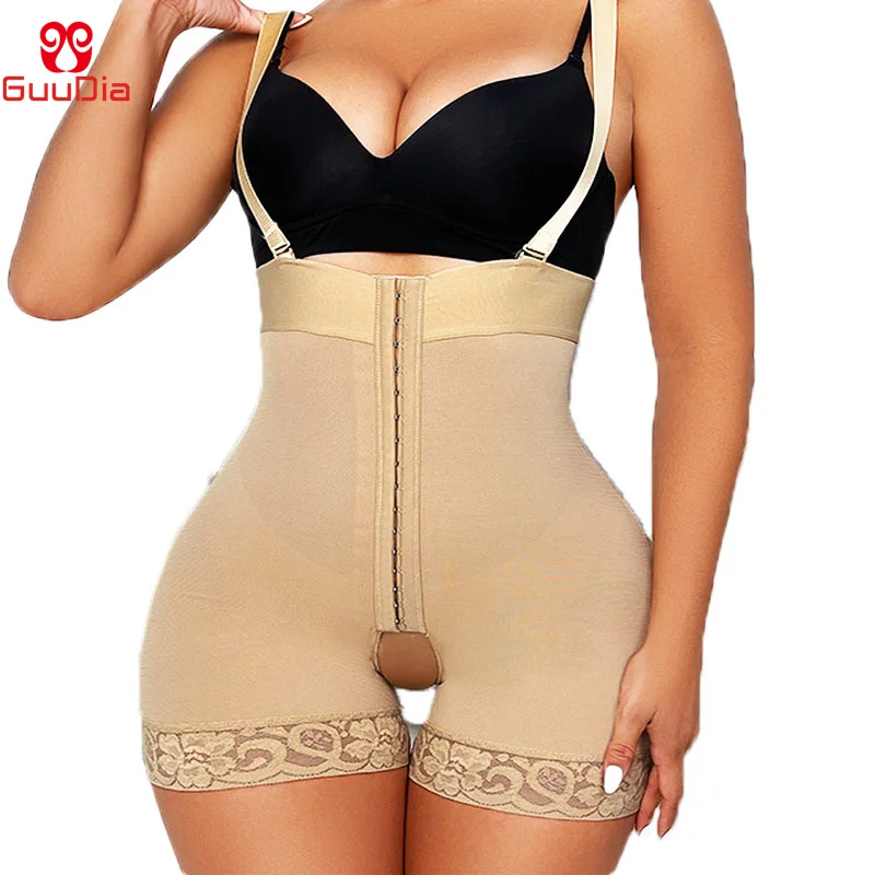 GUUDIA Open Bust Bodysuits Tummy Control Panties with Removable Straps High Waist Shaper Panties Open Crotch Women Shapewear