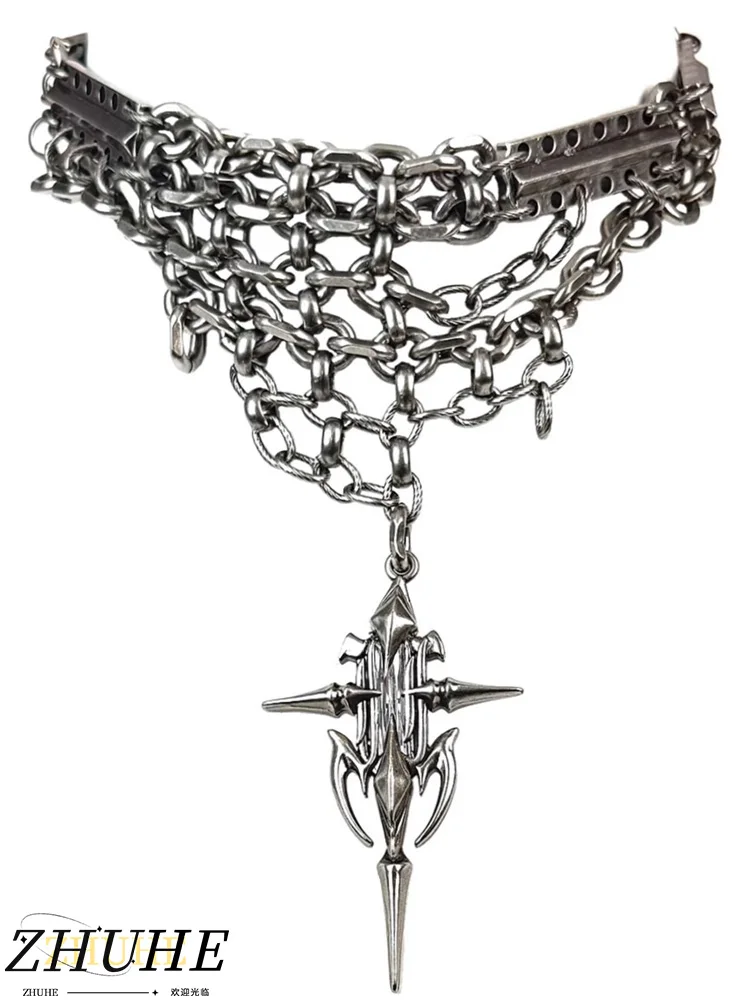 

Gothic Punk Chain Cross Pendant Jewelry Accessories, Stylish Necklace for Men and Women, Edgy Dark Fashion Jewelry