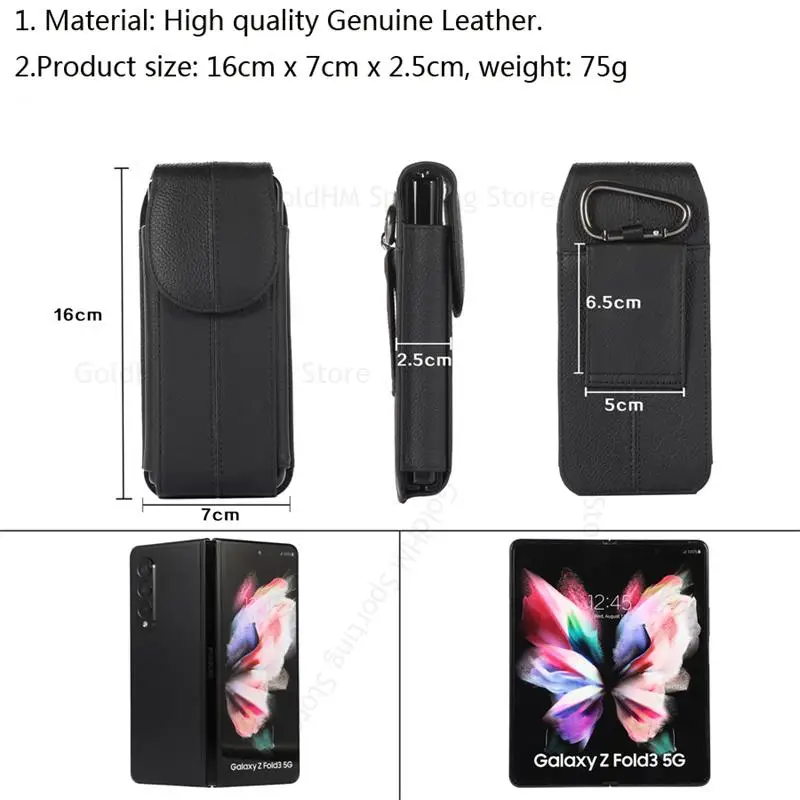 For Huawei Mate X3 Leather Phone Pouch Case For Huawei Mate XS 2 Belt Clip Waist Bag For Mate X3 X2 X XS2 XS Holster Flip Cover