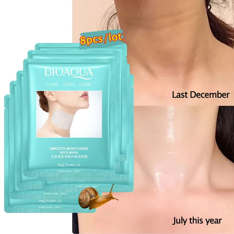 8pcs Snail Moisturizing Skin Neck Mask Firming Anti-Wrinkle Whitening Anti-aging Lift Firming Hyaluronic Acid Neckline Skin Care