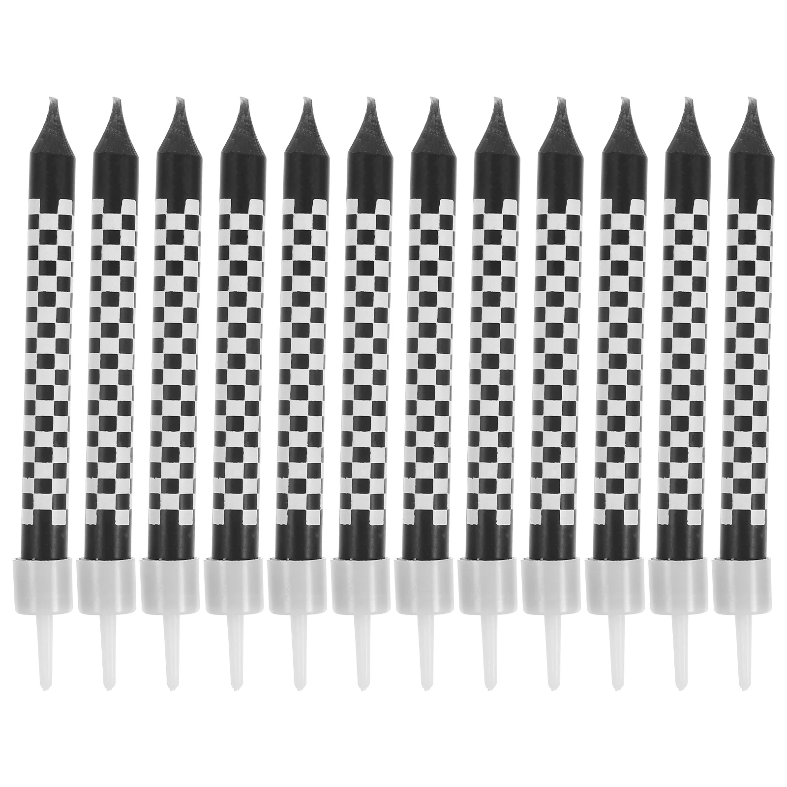 

12 Pcs Happy Birthday Decorations Checkered Cake Racing Car Baking Candles Party for