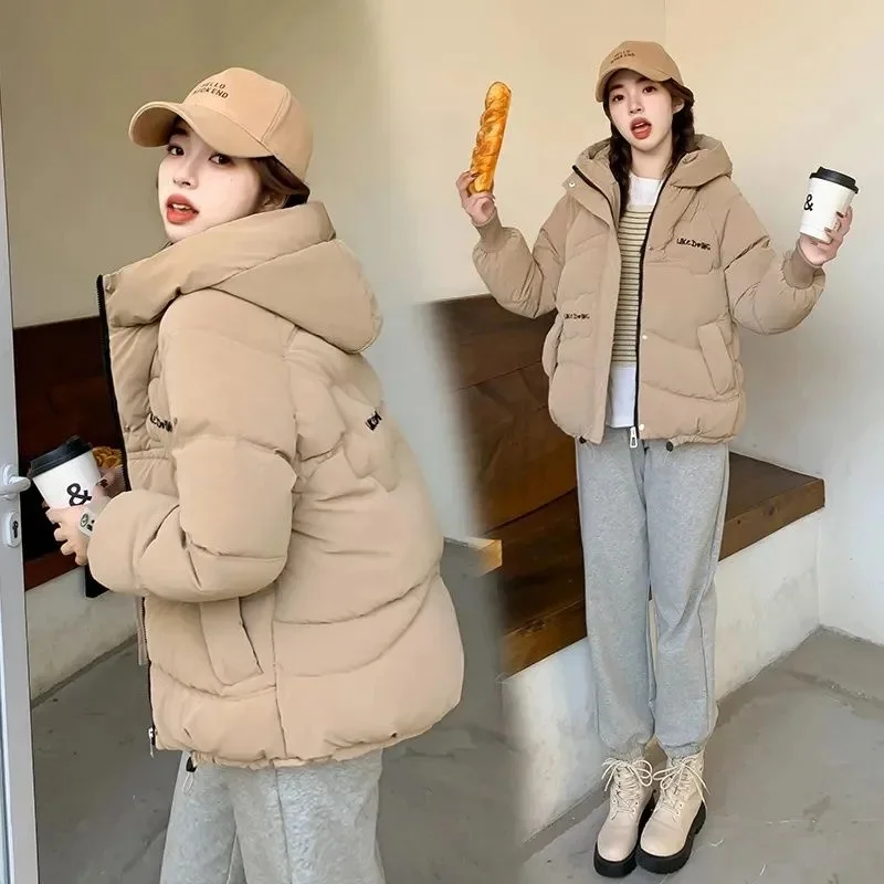 

Women's Down Cotton Coats 2025 New Hooded Tops Short Parkas Winter Korean Loose Warm Outercoat Female Bread Waterproof Jackets