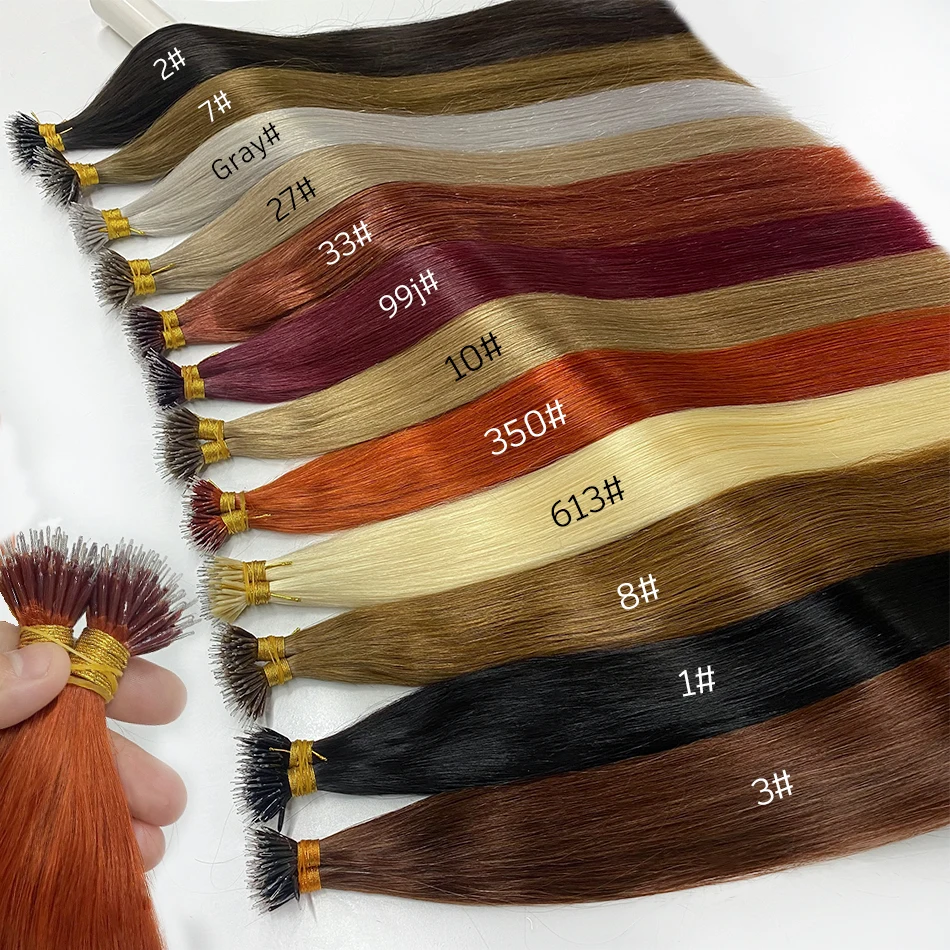 Nano Rings Tip Hair Extension Premium Quality 100% Russian Remy Human Hair Lasting 1-2 Years Full Cuticle Nano Tip Hair