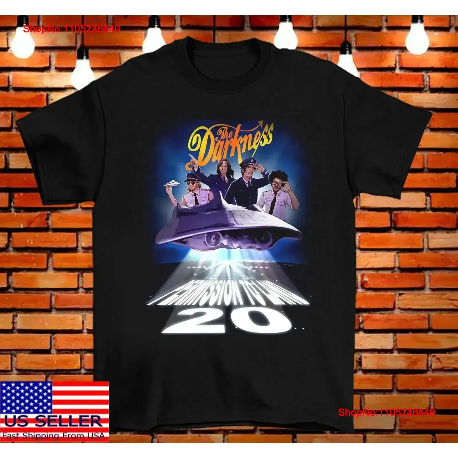The Darkness U S Tour Playing Permissio to Land T Shirt All Size 5XL BT349 vintage Washed Breathable streetwear Slightly