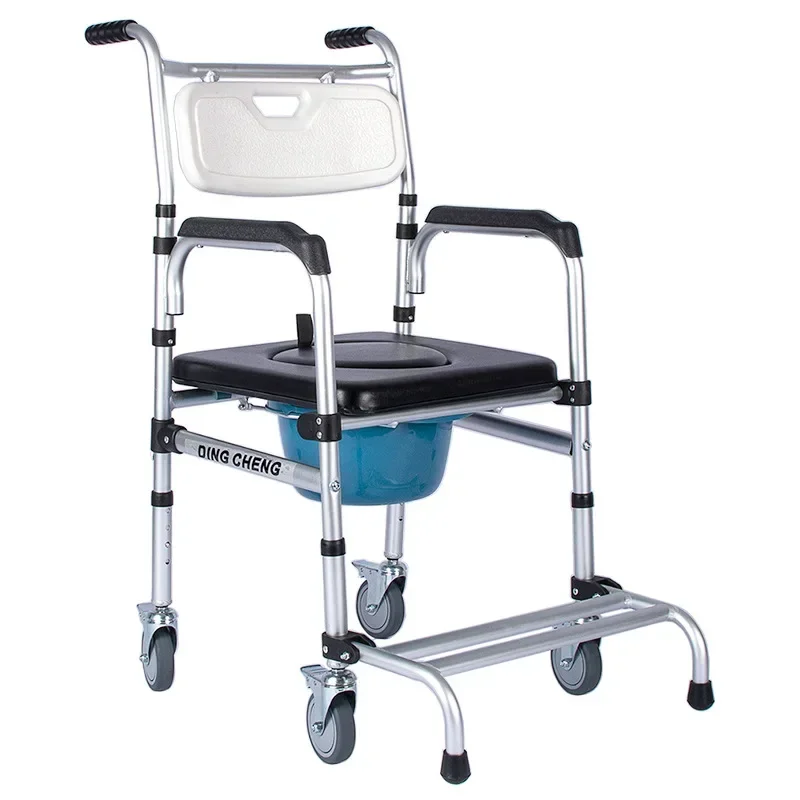 Bath Chair The Elderly Toilet Mobile  Stool Toilet Wheeled Aluminum Alloy Elderly Toilet Chair