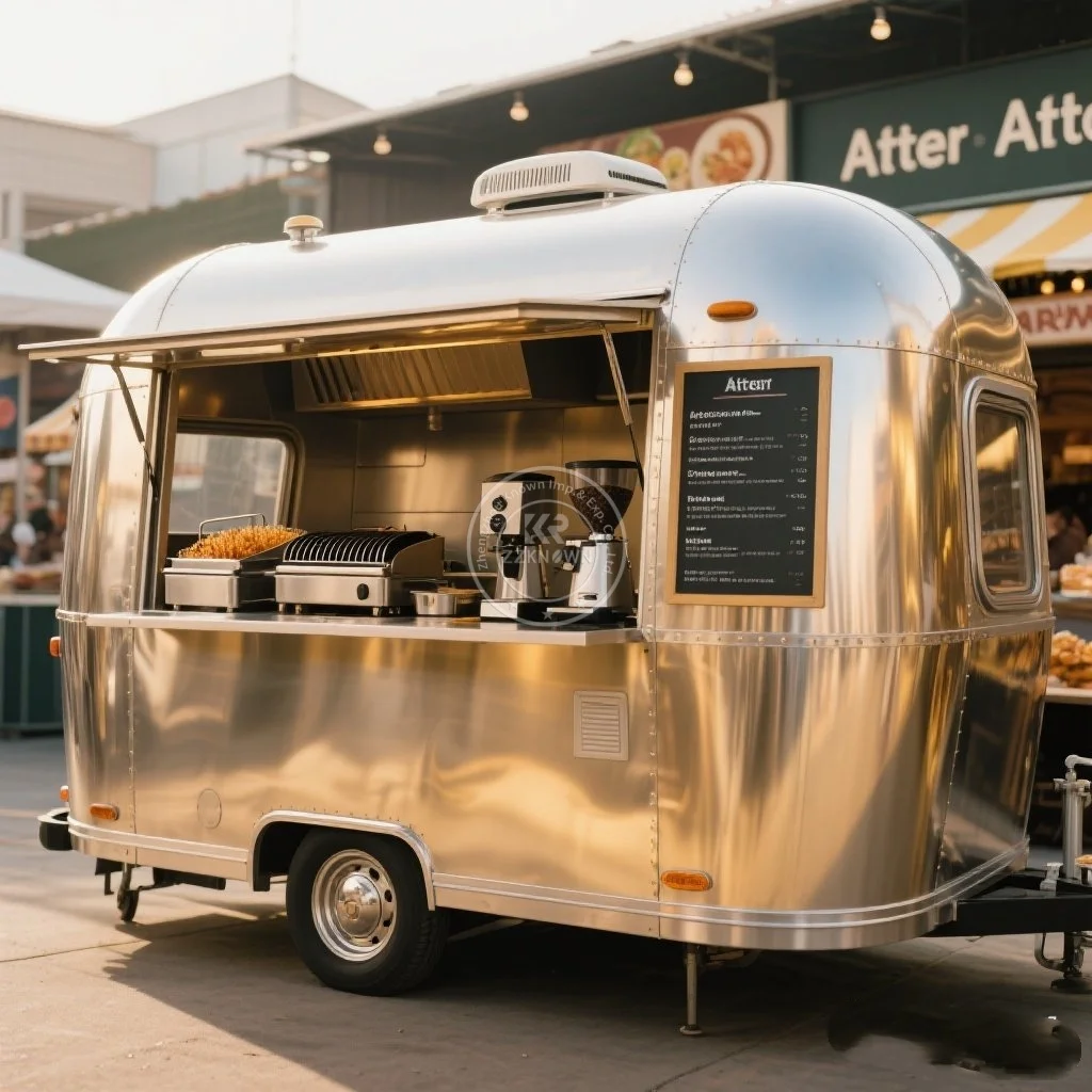 

Food Truck with Full Kitchen Concession Bbq Food Trailer with Porch Fully Equipped Custom Food Truck