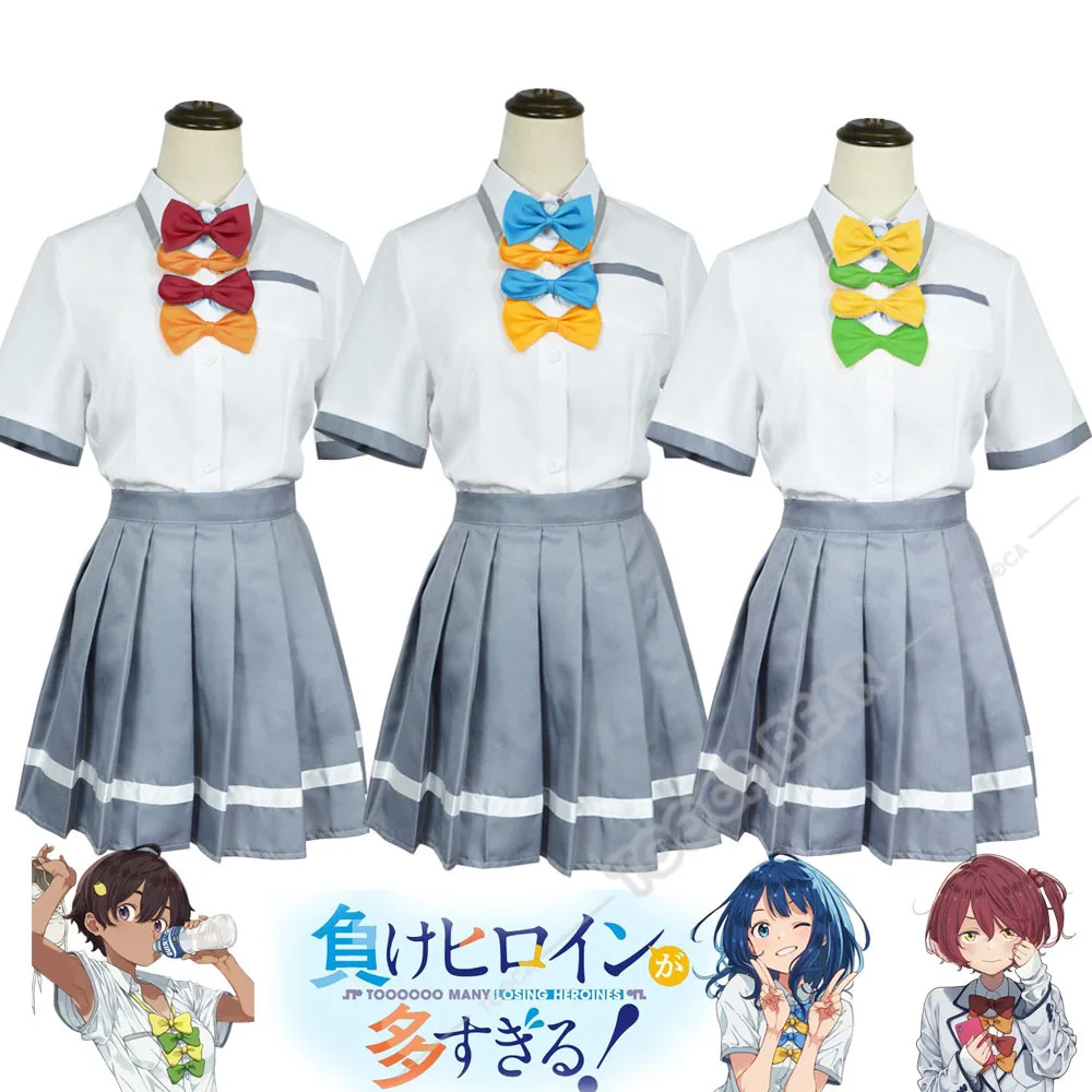 Anna Yanami Chika Komari Lemon Yakishio Cosplay Costume Wig Anime Too Many Losing Heroines JK Uniform Skirt Girls Women