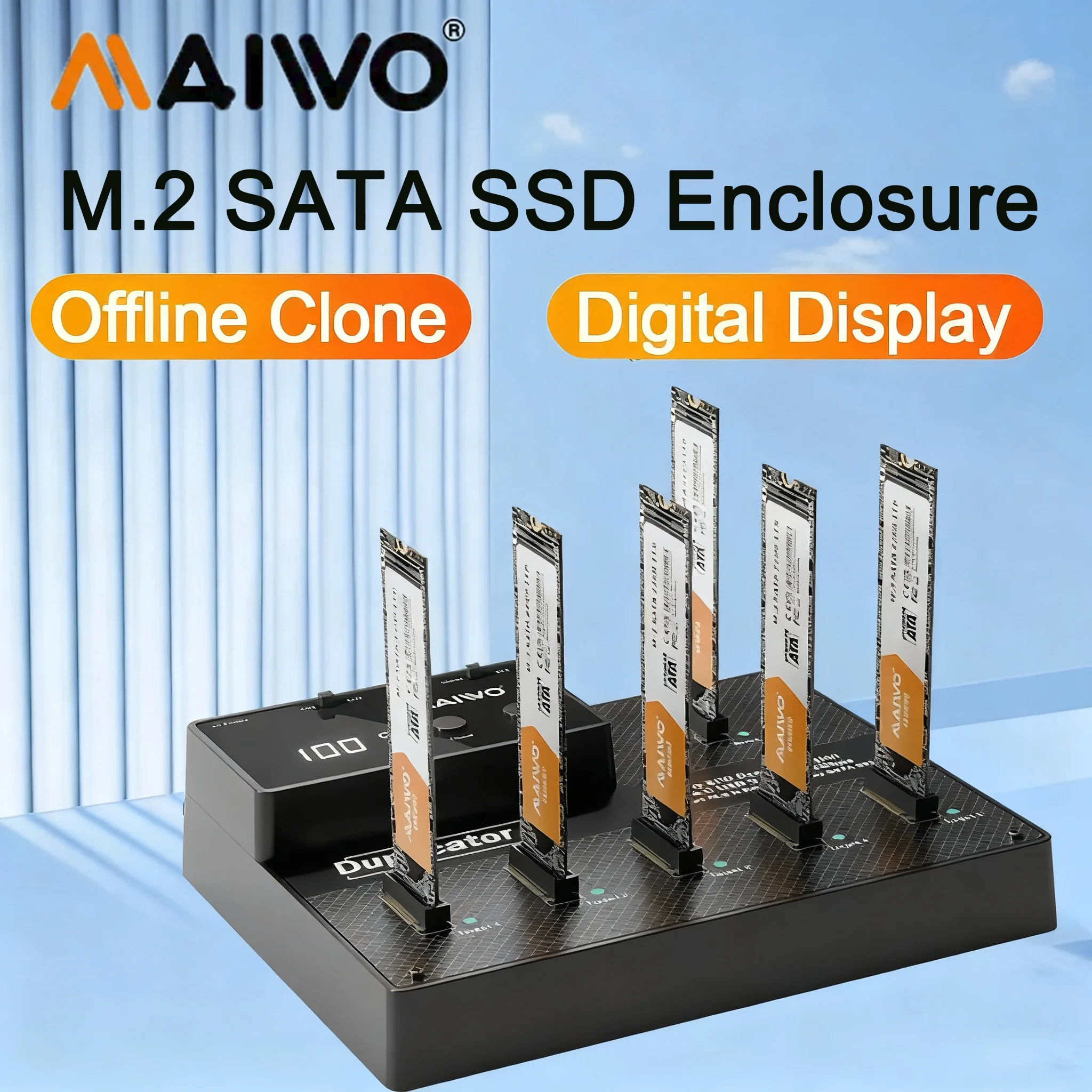 MAIWO Dock clone offline a 6 alloggiamenti USB 3.1 a M.2 NGFF SATA SSD Duplicatore di custodie Docking station 6 in 1 per clonazione SSD
