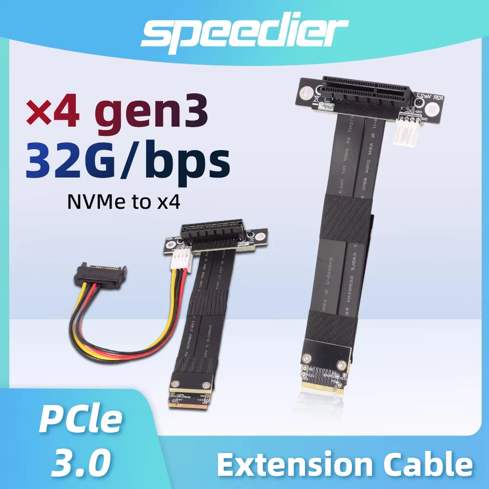 ADT-Link M.2 NVMe NGMe To PCIe X4 Riser Cable PCIE 3.0 Gen3 32Gbps Full Speed Extension Adapter 10~80cm Custom Length R42 Series