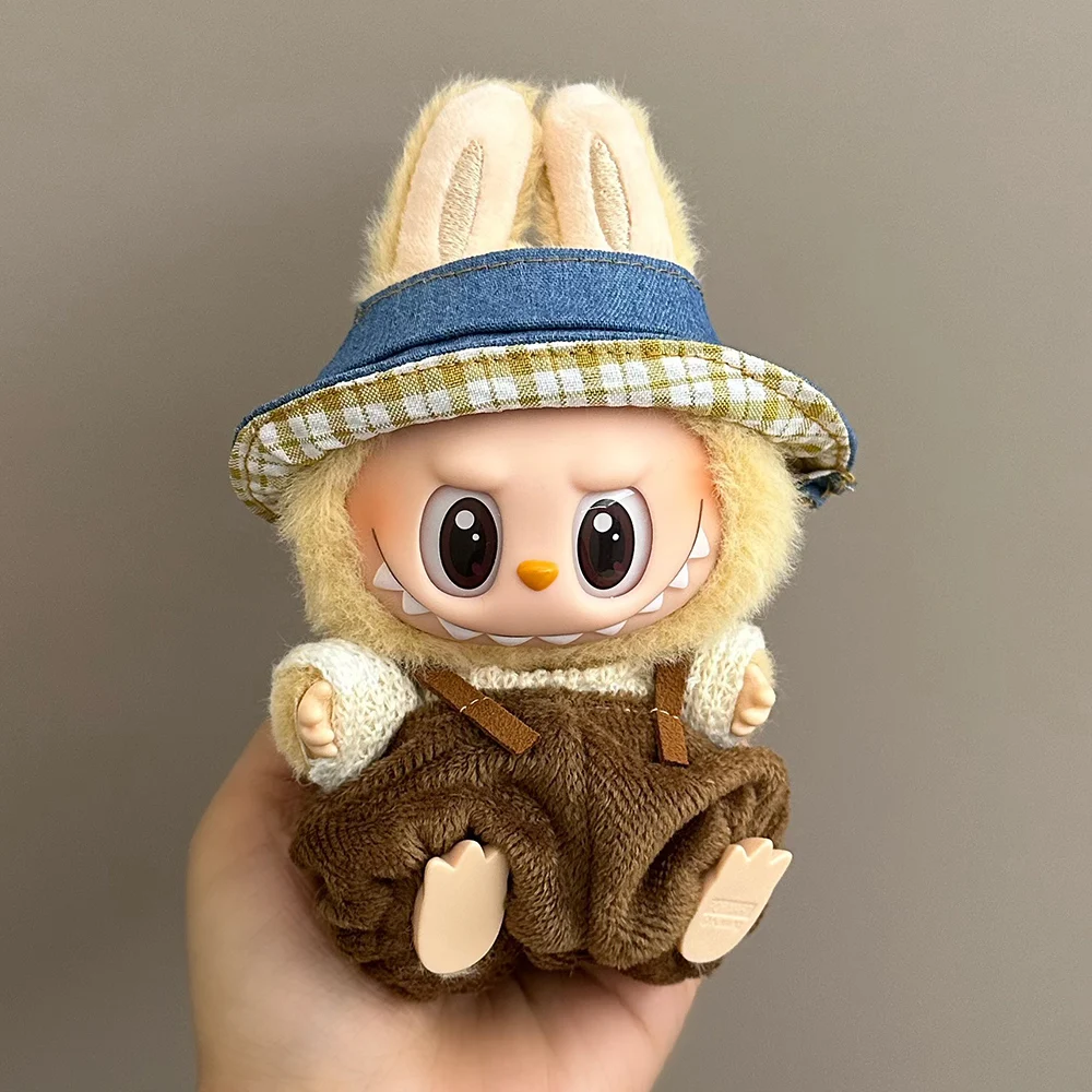 17 سنتيمتر البسيطة لطيف ل Labubu دمية الملابس مجموعة اكسسوارات ل Labubu أيدول V1 V2 عادية العصرية الرياضة ملابس دمية صغيرة