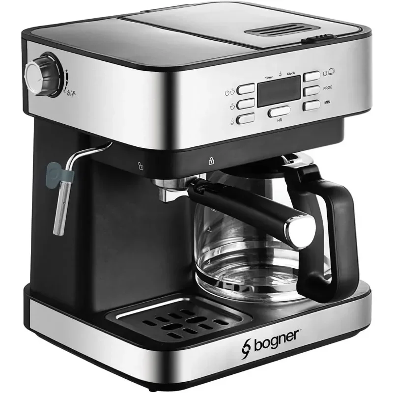 

Bogner Espresso and Drip Coffee Maker, Stainless Steel Construction - Safe, User-Friendly, Easy To Clean