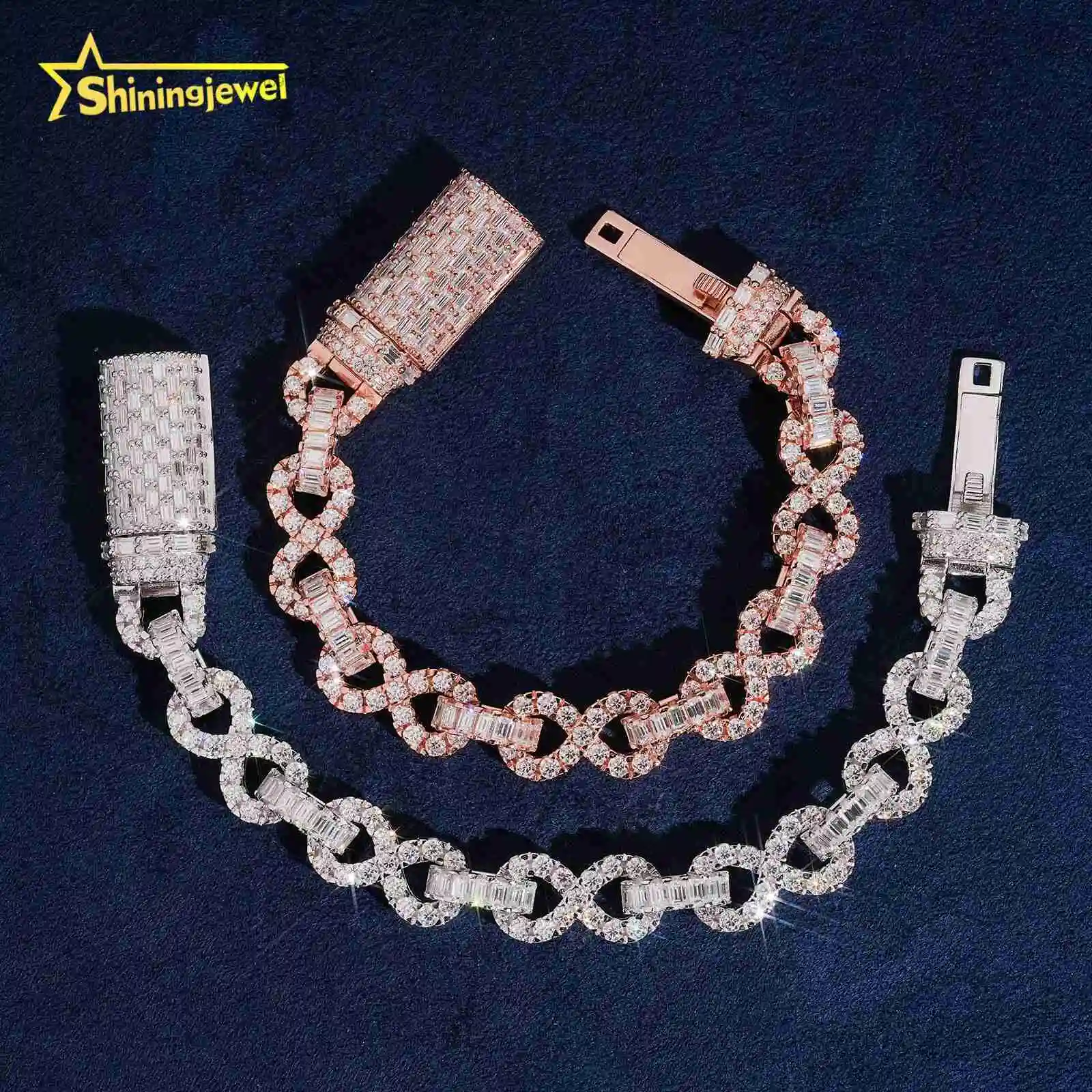 925 Solid Silver 11mm Infinite Cuban Link Bracelet Moissanite Cuban Bracelet Iced Out Jewelry Special Lock Bracelet.