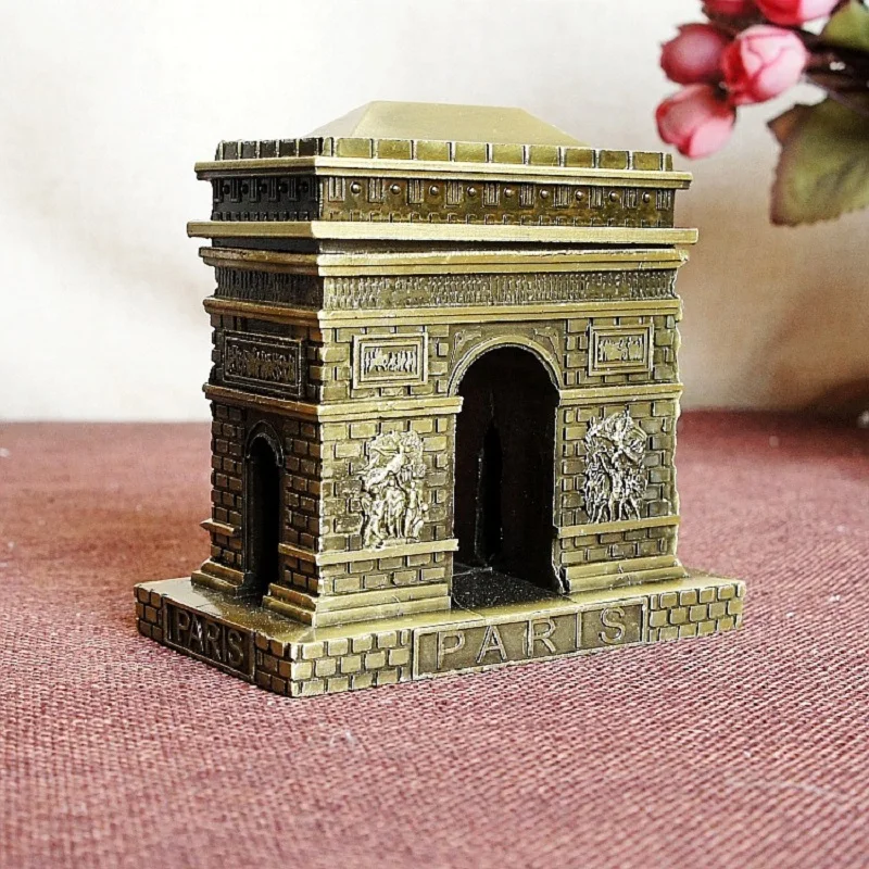 Vintage Wrought Iron Paris Arc De Triomphe Model World Famous Metal Landmark Building ArchitectureBar Coffee Home Decor 8cm/10cm