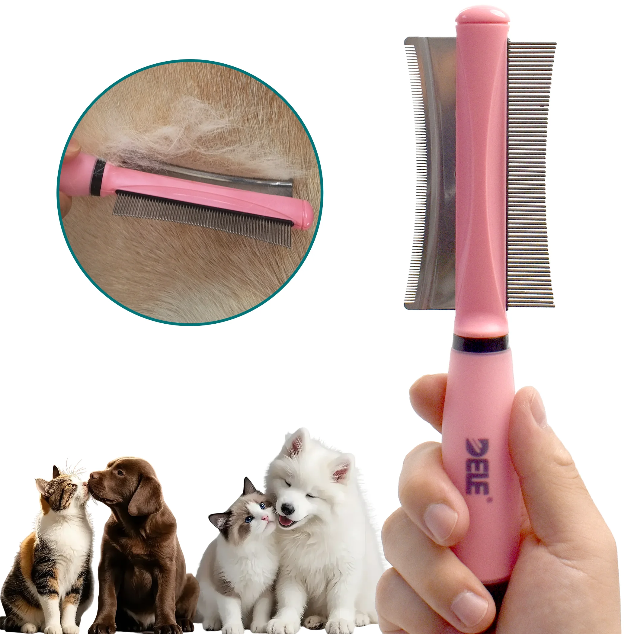 

2 in 1 Pet Dog Cat Deshedding Brush Grooming Comb Double Sided Professional Brush for Effectively Remove Dead Floating Hair