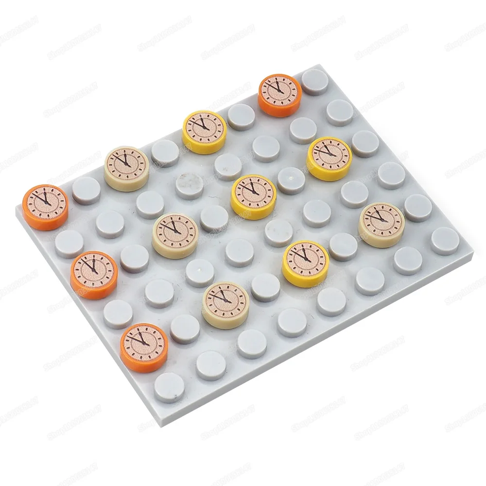 Time Pointer Pattern 98138 Building Block 1x1 Circle Tiles Printed MOC figures Mini Clock Scene Model Parts Children Gifts Toys