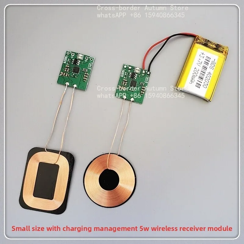 Wireless charging square 5W receiver module round small coil built-in 3.7V modification scheme