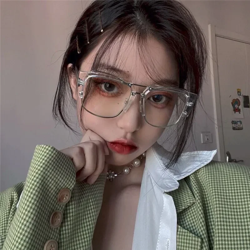 

Большие очки с защитой от синего света, женские модные простые очки, мужские очки, милые декоративные очки для компьютера