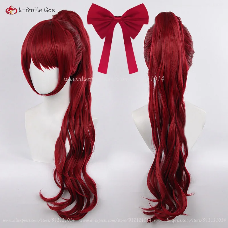 Yoshizawa-Perruques Kasumi Game P5, Perruque Cosplay Rouge, Cheveux Longs Bouclés, Degré de Chaleur, Cheveux Synthétiques, Halloween, Bonnet de Perruque