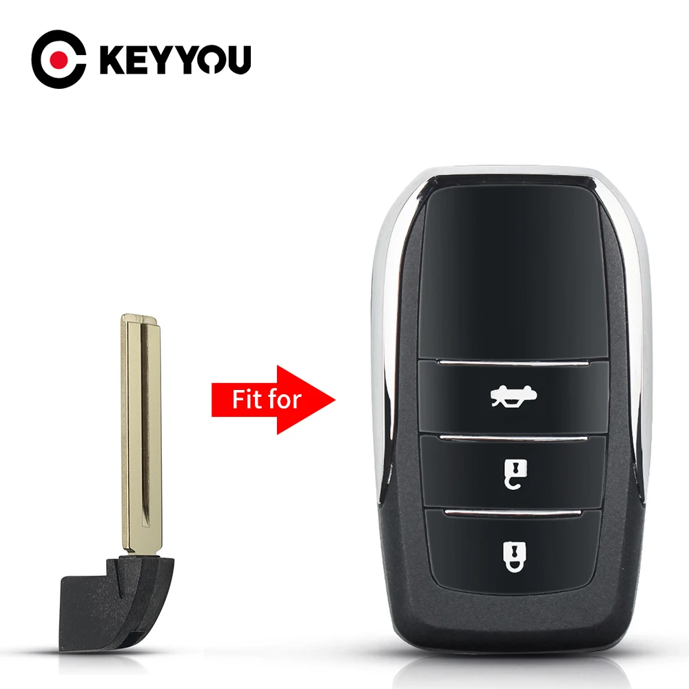 KEYYOU New Smart Remote Key Insert Blank Fob For Toyota Highlander Land Cruiser RAV4 Car Key Fob Uncut Blade