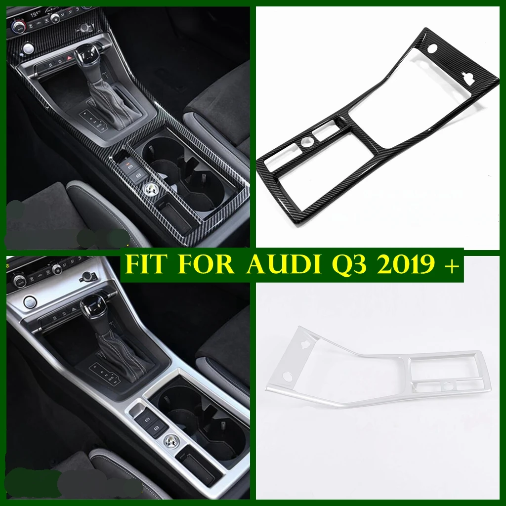 

Accessories Central Control Gear Shift Water Cup Holder Panel Frame Cover Trim Fit For Audi Q3 2019 - 2022 Matte / Carbon Fiber