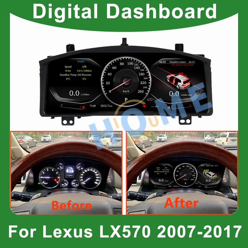 

Digital Dashboard Panel Virtual Instrument Cluster CockPit LCD Screen Speedometer For LEXUS LX570 2007 - 2017