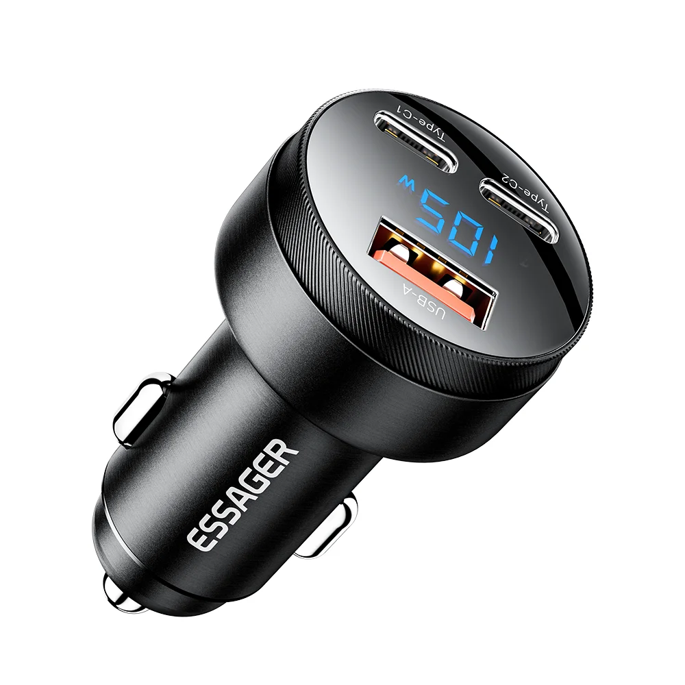 Essager Ładowarka samochodowa USB C 105 W Szybkie ładowanie PD3.0 QC4.0 3.0 SCP PPS USB typu C Szybkie ładowanie do iPhone 15 14 13 Samsung Xiaomi — zdjęcie produktu 7