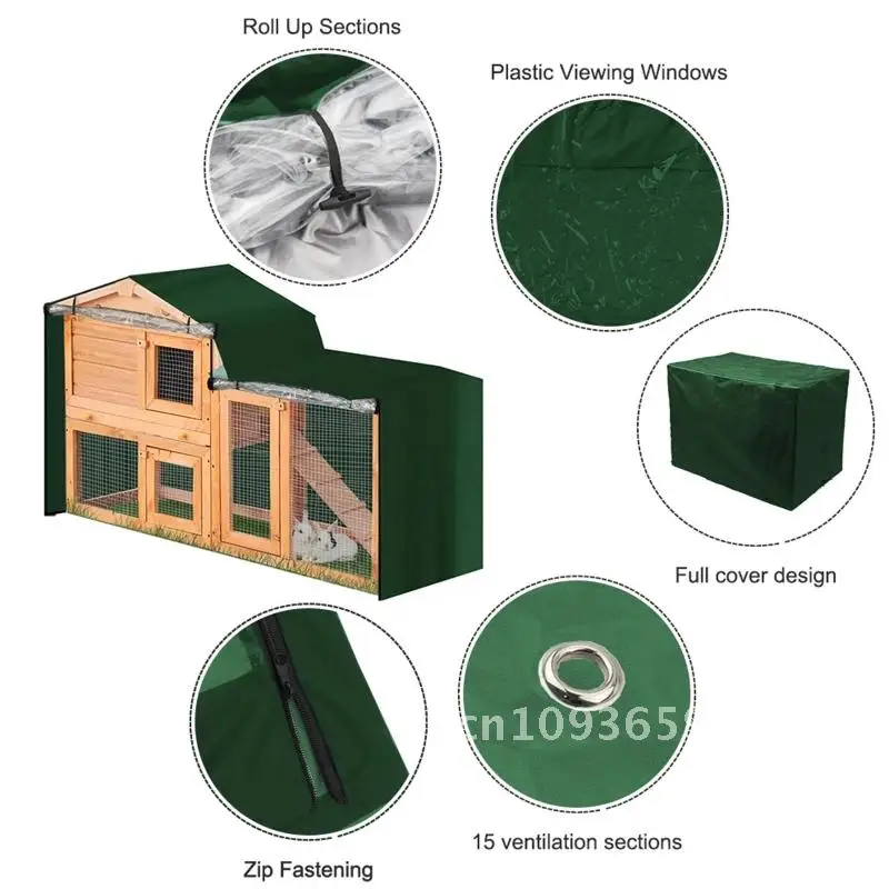 

Rabbit Hutch Cover for Double-Decker Windproof Dust Cover Waterproof Dropshipping Cover 2 Birds for Winter Cage Hutches Pet in