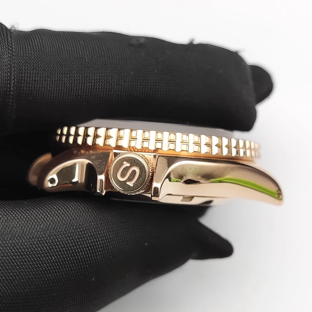 Rose gold NH35 case, 42 mm case, sapphire ceramic bezel, waterproof, watch accessory suitable for NH35/36 movements.