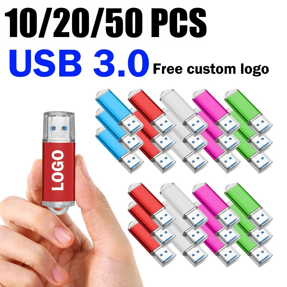 

10/20/50 pcs Free Custom LOGO 3.0 USB Flash Drive Pen Drive 4GB 8GB 16GB Pendrive Memory Stick 32GB 64GB 128GB USB Stick