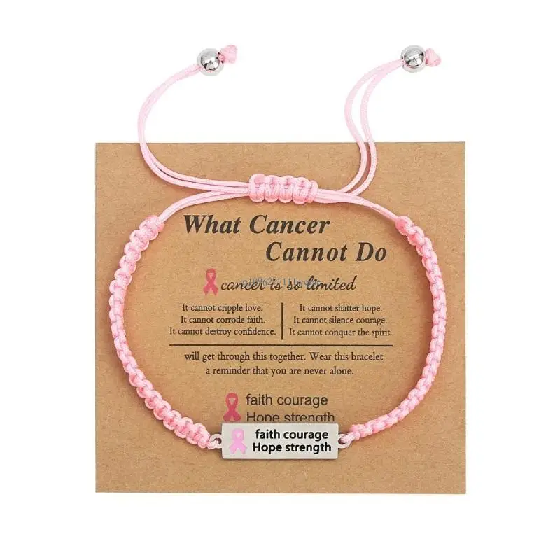 Pink Ribbon Charm Bracelet Breast Cancers Awareness Bracelets Faith Hope Courage