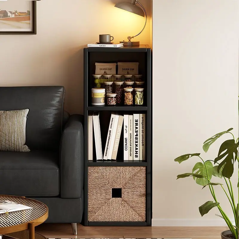 

Retro style black Kalek lattice cabinet storage bookcase integrated wall shelf simple TV cabinet storage cabinet