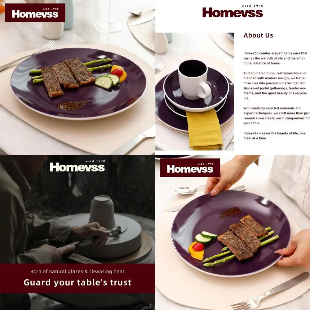 

Набор посуды из 12 предметов из керамогранита с белой внешней поверхностью и цветным внутренним покрытием