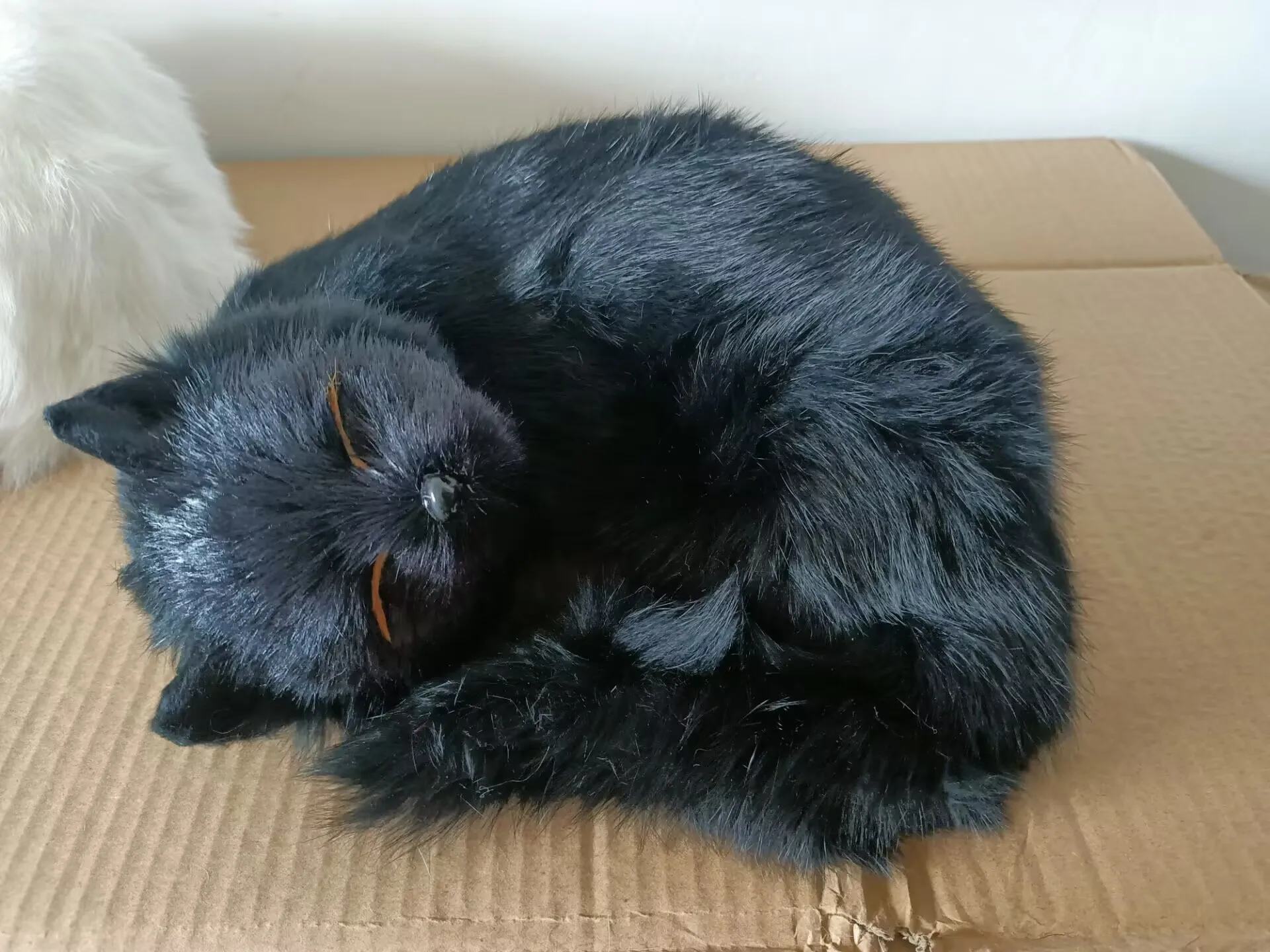 cute black simulation sleeping cat model plastic&furs cat home decoration gift about 25x20cm xf1372